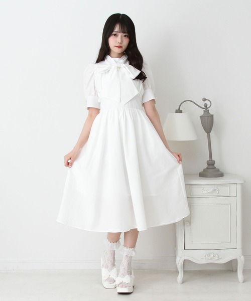 「DearMyLove」 7分袖ワンピース LARGE ブラック レディース_画像9