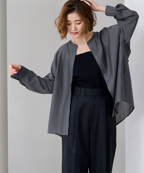 「ur's」 長袖ブラウス M チャコール レディース_画像5