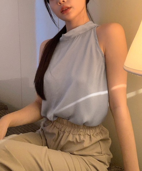 GOLDS♡レースリボン♡ホルターネック♡キャミトップス♡ブラック×ベビーピンク GOLDS♡レースリボン♡ホルターネック♡キャミトップス