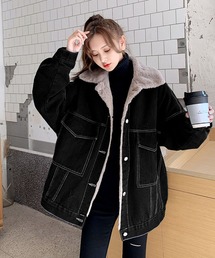 ブルゾン アウター オーバーサイズデニム裏ボアジャケット レディース