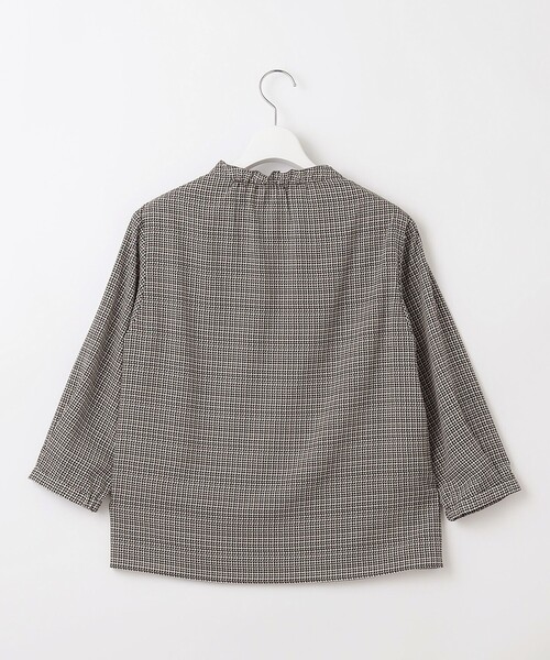 J.PRESS（J.プレス） tシャツ チェックプリント スリットフリルネック