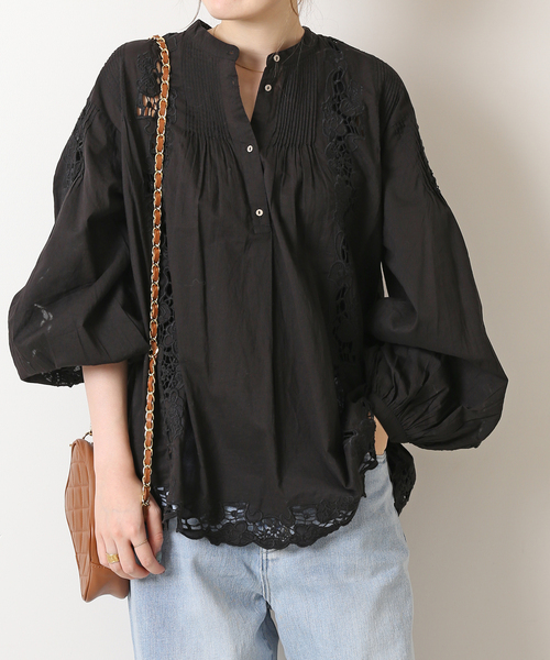 美品 Spick and Span ブラウス U by SPICK&SPAN ブラウス シャツ 「WEB限定」スタンドカラー