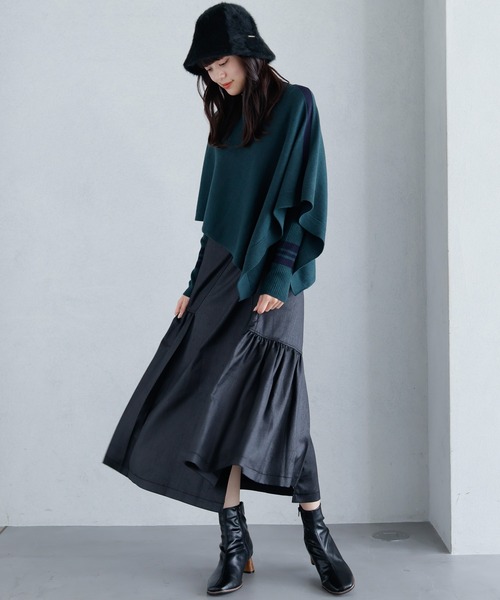 ニット セーター ケープセットラインリブニット レディース LADYMADE ニット セーター ケープセットラインリブニット