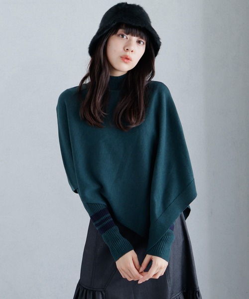 ニット セーター ケープセットラインリブニット レディース LADYMADE ニット セーター ケープセットラインリブニット