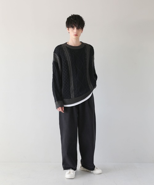 ASTRONOMY セーター ニット 配色ケーブルニット メンズ : ZOZOTOWN