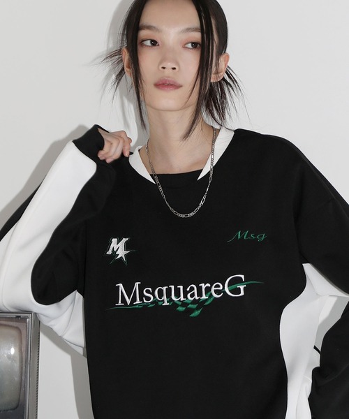 トレーナー スウェット オーバーサイズ スウィッチングクルーネック