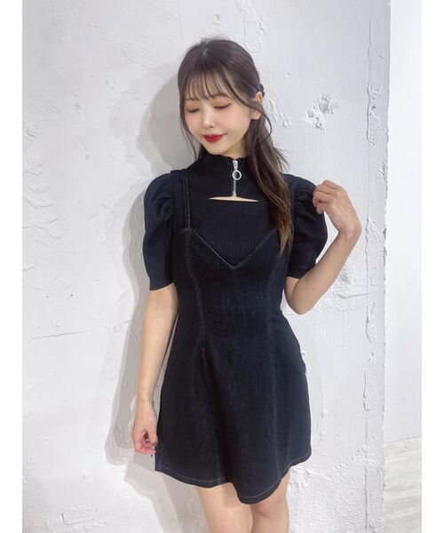 ニット セーター カットアウトフロントZIPリブTOP レディース EATME ニット セーター カットアウトフロントZIPリブTOP
