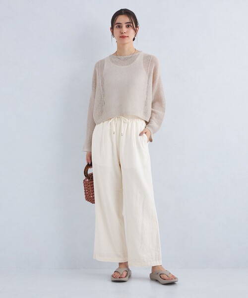美品 LINEN COTTON TWILL トラウザー リネン パンツ ホワイト ツイルトラウザー【自宅で試着、返品送料無料】(M ホワイト