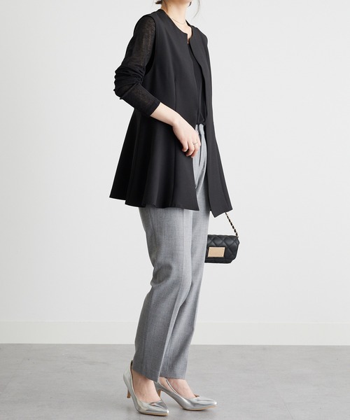 RANAN ベスト ジレ 「接触冷感/防シワ」ペプラムジレベスト レディース