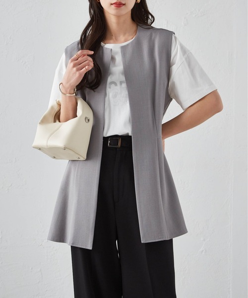 RANAN（ラナン） ベスト ジレ 「接触冷感/防シワ」ペプラムジレベスト