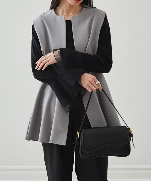 RANAN（ラナン） ベスト ジレ 「接触冷感/防シワ」ペプラムジレベスト