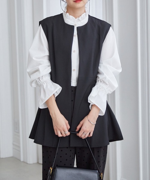 RANAN（ラナン） スーツ ベスト 「防シワ」ペプラムジレベスト