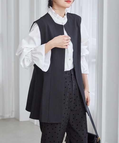 RANAN（ラナン） ベスト ジレ 「接触冷感/防シワ」ペプラムジレベスト