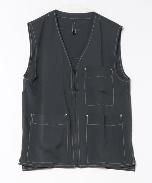 スペッチオ　ジレ　新品 THISIS ベスト ジレ ステッチZIPベスト メンズ レディース