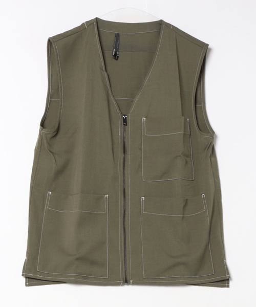 THISIS ベスト ジレ ステッチZIPベスト メンズ レディース : ZOZOTOWN