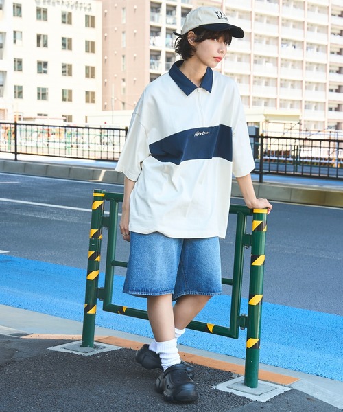 すぐ届く☆MILKFED. バギーショーツ シンプル ワイドシルエット WEGO ジーンズ WEGO/デニムバギーショーツ メンズ レディース