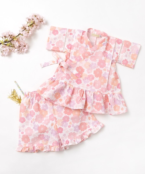 panpantutu 浴衣 フリル甚平セットアップ キッズ 子供 女の子