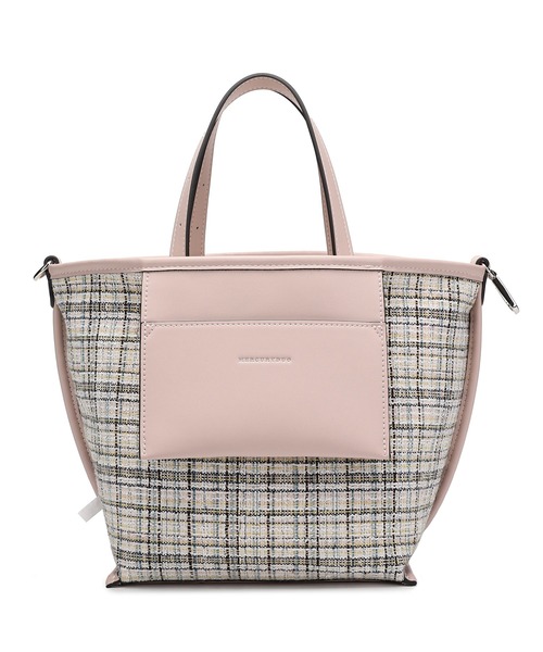 MULIBERRY ハンドバッグ マーキュリーデュオ MERCURYDUO ファー×ツイード生地 リバーシブル