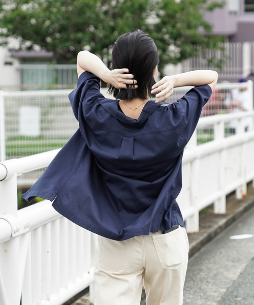 WAIPER コットンレーヨン オープンカラーシャツ ネイビー コットンレーヨン オープンカラーシャツ アメーバカモ WAIPER