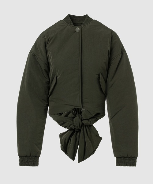 ジャケット・アウター SHORT BOMBER JACKET WITH DRAPED BACK BOW コート アウター SHORT BOMBER JACKET WITH DRAPED BACK BOW