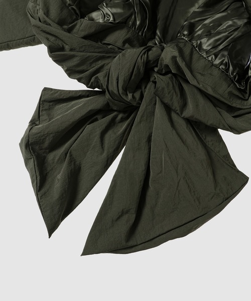 コート アウター SHORT BOMBER JACKET WITH DRAPED BACK BOW