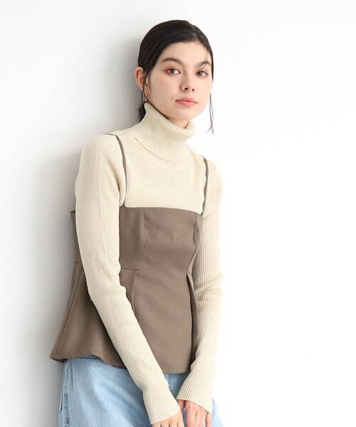 タンクトップ ノースリーブ 「洗える／日本製／セットアップ可」細見え効果のビスチエ レディース THE SHOP TK タンクトップ ノースリーブ 「セットアップ可