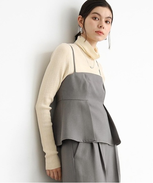 タンクトップ ノースリーブ 「洗える／日本製／セットアップ可」細見え効果のビスチエ レディース THE SHOP TK タンクトップ ノースリーブ 「セットアップ可