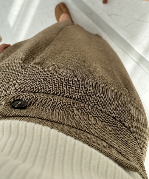 ELLIE ヘリンボーンスカート Louere（ルエレ） スカート 裏起毛ヘリンボーンタイトラップ風スカート