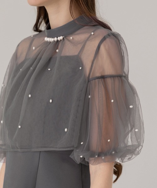 Leja（レジャ） ドレス 「LEJA」パールチュールパフスリーブボレロフレ