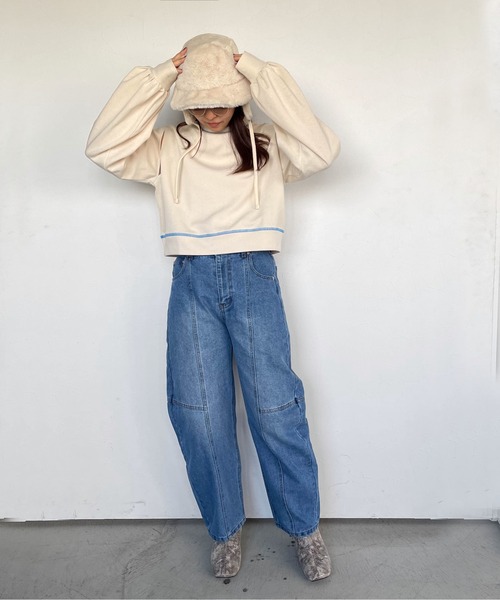 トップス　２枚 tシャツ 2wayスリーブオーバークロップドトップス「手洗い可能
