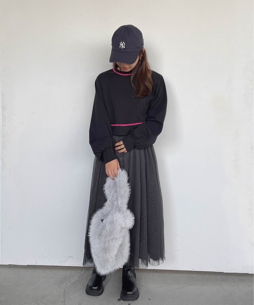 tシャツ 2wayスリーブオーバークロップドトップス「手洗い可能
