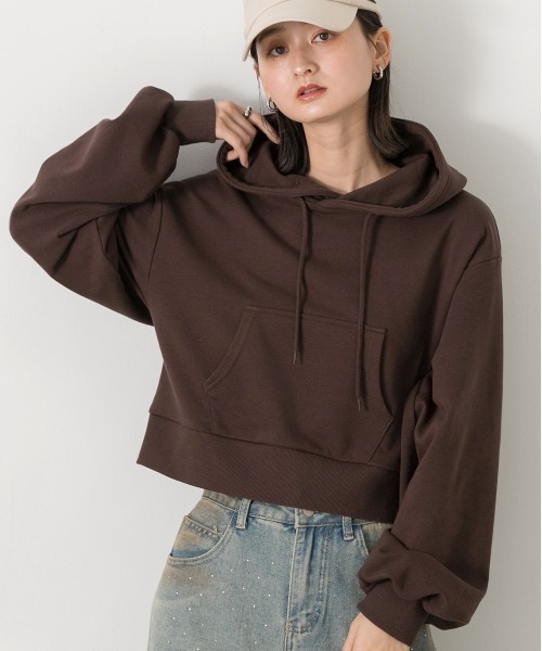 ad thie（アドティエ） パーカー ポケット付き 裏毛ショートフーディー