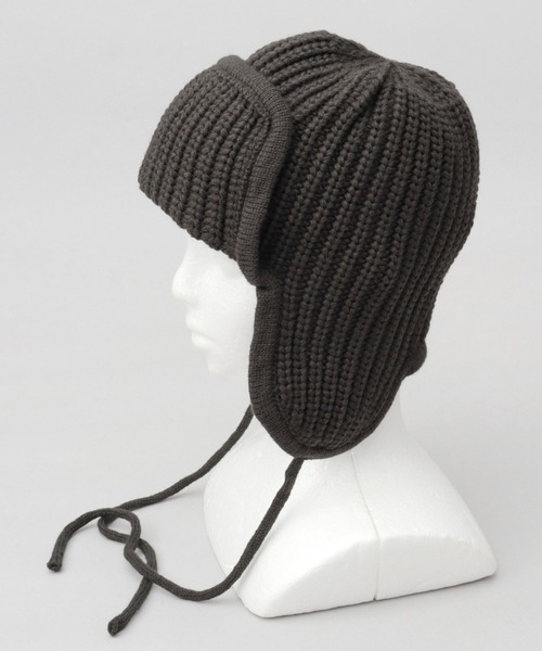 A.M.S. ニット帽 ニットキャップ リブニット フライトキャップ型