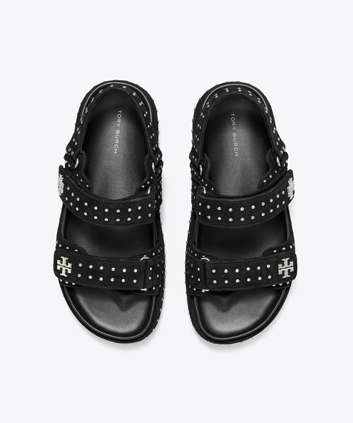 トリーバーチ　ヒールあり　サンダル　23.5センチ　黒✖️茶　超美品 TORY BURCH トリーバーチ 靴 レディース サンダル アウトレット
