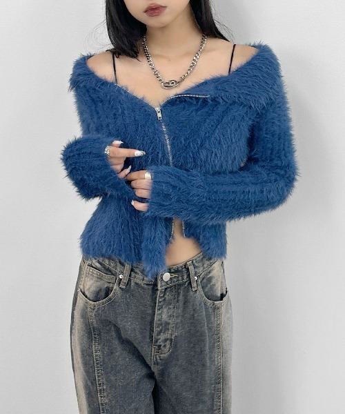 LVEU.（ラブユ） ニット セーター 「LVEU.」アシメジップオフショル