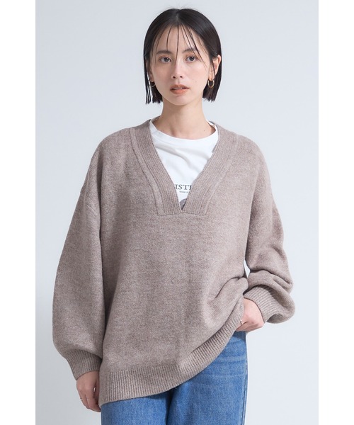 ニット セーター 天竺深Vネックニット レディース