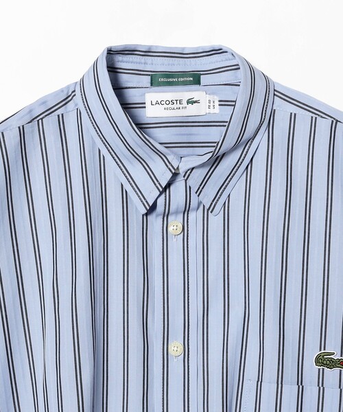 【新品未使用】LACOSTE 長袖シャツ サイズ36 水色ストライプ LACOSTE シャツ 「別注」LACOSTE / ストライプ ロングスリーブ