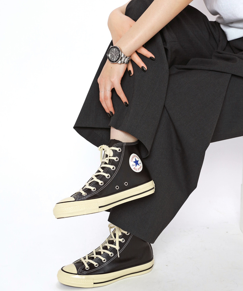 大人気★CONVERSE レザー オールスター US HI★UNISEX シンプル コンバース CONVERSE LEATHER ALL STAR US HI / レザー