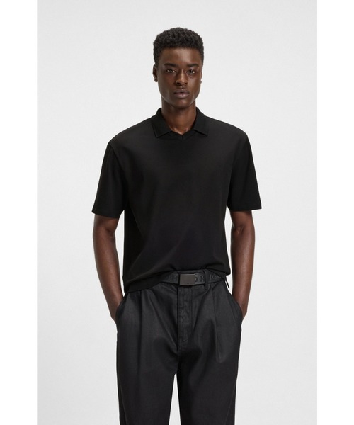 ★Hugo Boss★ストライプ コットン ピケ ポロ シャツ BOSS - スリムフィット ポロシャツ コットン ストライプカラー