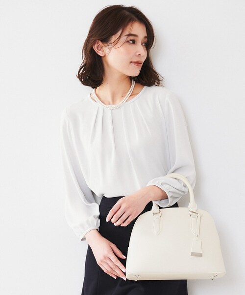 UNTITLED ブラウス シャツ 「通勤」ジョーゼット タックブラウス