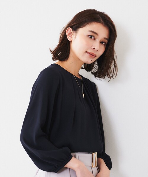 UNTITLED ブラウス シャツ 「通勤」ジョーゼット タックブラウス