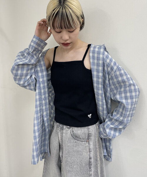 W WRAP SHIRT CAMISOLE ダブルラップシャツキャミソール w closet（ダブルクローゼット） キャミソール 「カップ付」刺繍キャミ