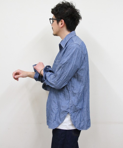 定番【or Slow】デニム シャンブレー ワークシャツ 長袖 サイズ2 Chambray Work Shirt(2(MEN) Chambray/シャンブレー): orSlow