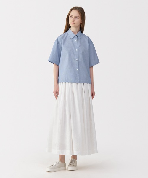 MUJI Labo ブラウス シャツ 半袖 「MUJI Labo」婦人 ポプリン半袖