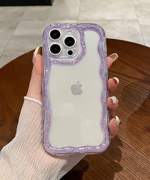 c.u.l スマホケース グリッターなみなみエッジ クリア iPhoneカバー