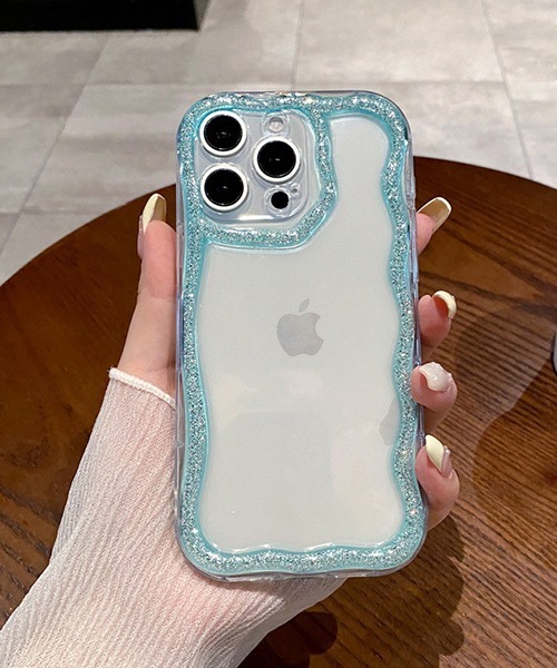 c.u.l スマホケース グリッターなみなみエッジ クリア iPhone