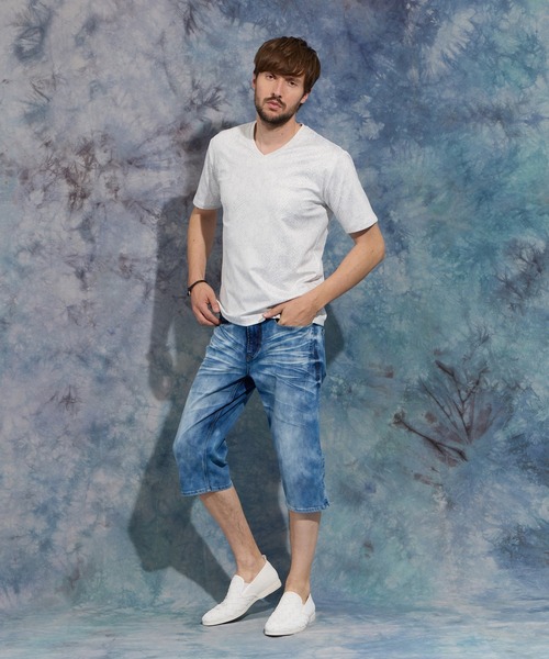 HIDEAWAYS NICOLE tシャツ パイソン柄プリントVネック半袖T