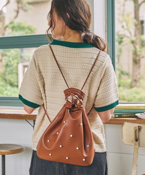 ハンドバッグ 「カヌ×MONO-MART LADY'S」3WAY パール付き バケット