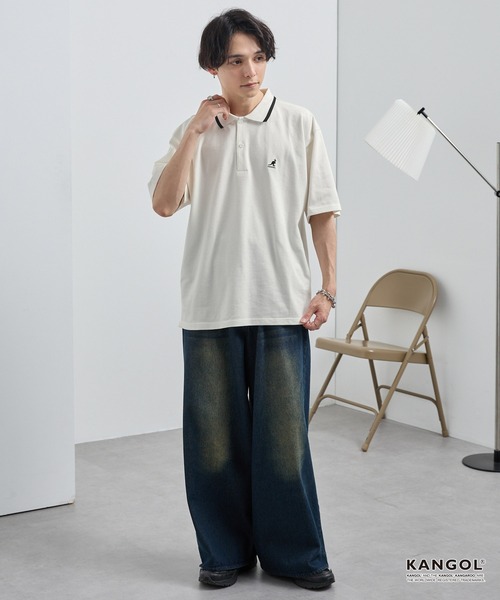KANGOL（カンゴール） ポロシャツ 別注 ロゴワンポイント刺繍ライン
