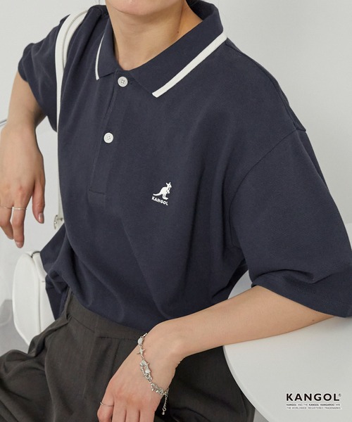 KANGOL（カンゴール） ポロシャツ 別注 ロゴワンポイント刺繍ライン